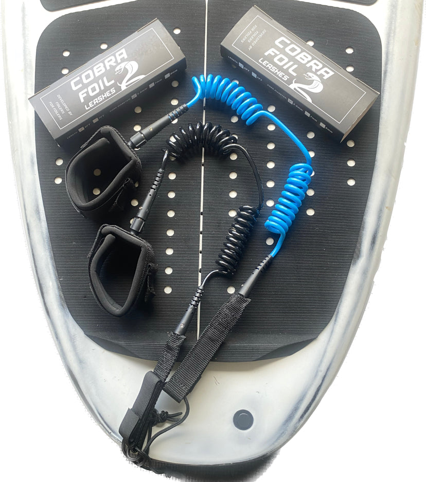 COBRA FOIL LEASH NEW GEN DESIGN Double Coil 6ft 5.5mm for Board BLUE/BLACK