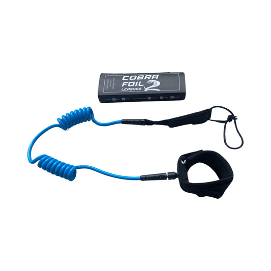 COBRA FOIL LEASH NEW GEN DESIGN Double Coil 6ft 5.5mm for Board BLUE/BLACK