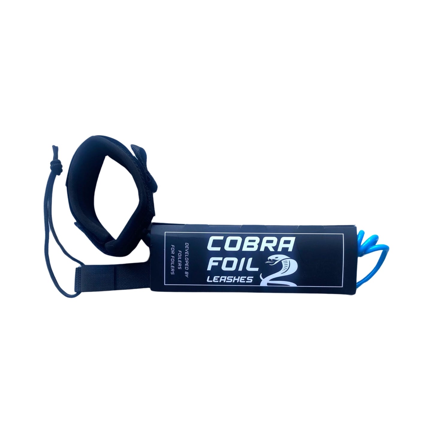 COBRA FOIL LEASH “NEW’ Double Coil 6ft 8mm for Board BLUE/BLACK.