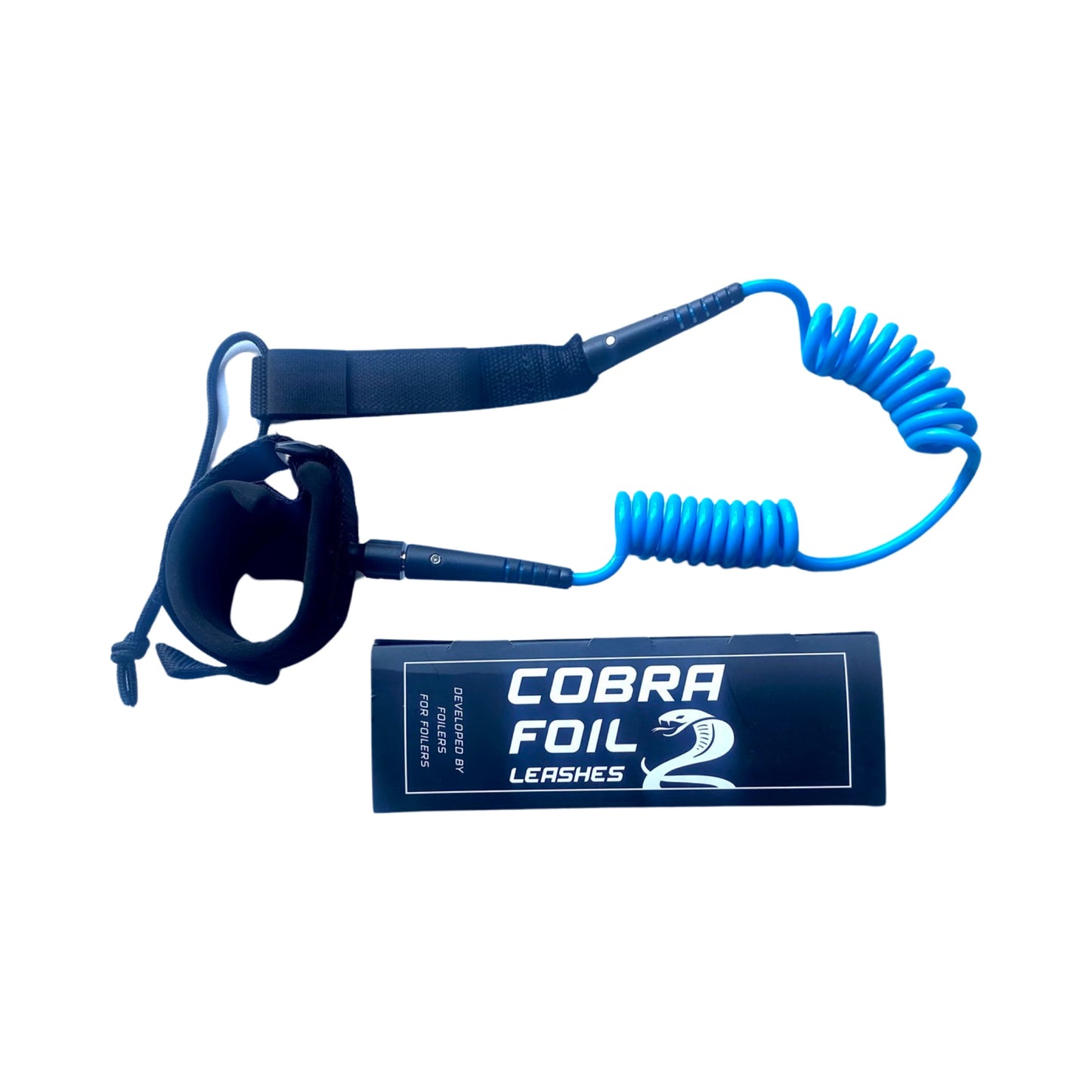 COBRA FOIL LEASH (WING LEASH) WRIST CUFF Double Coil 6ft 5.5mm for WINGS BLUE/BLACK