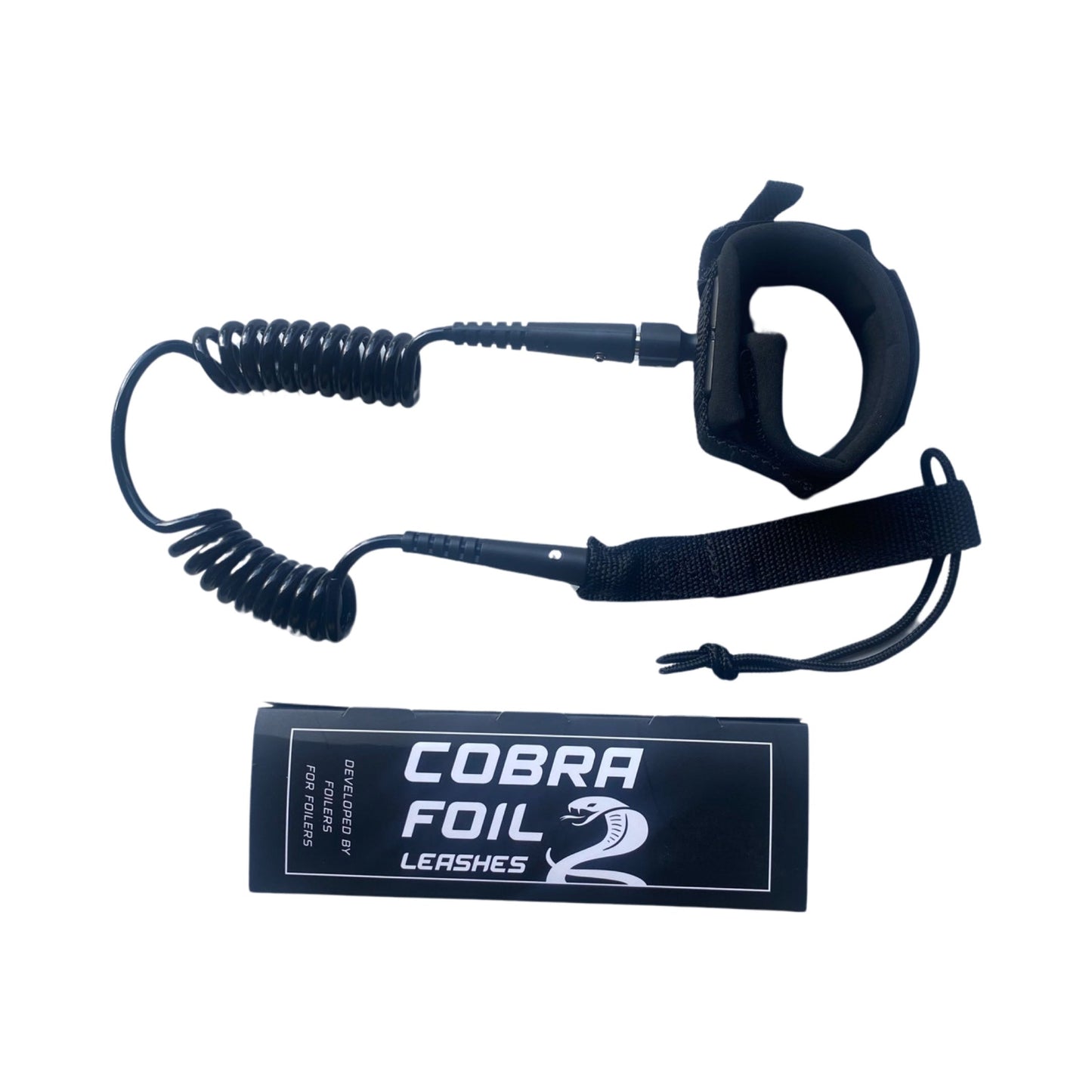 COBRA FOIL LEASH “NEW’ Double Coil 6ft 8mm for Board BLUE/BLACK.