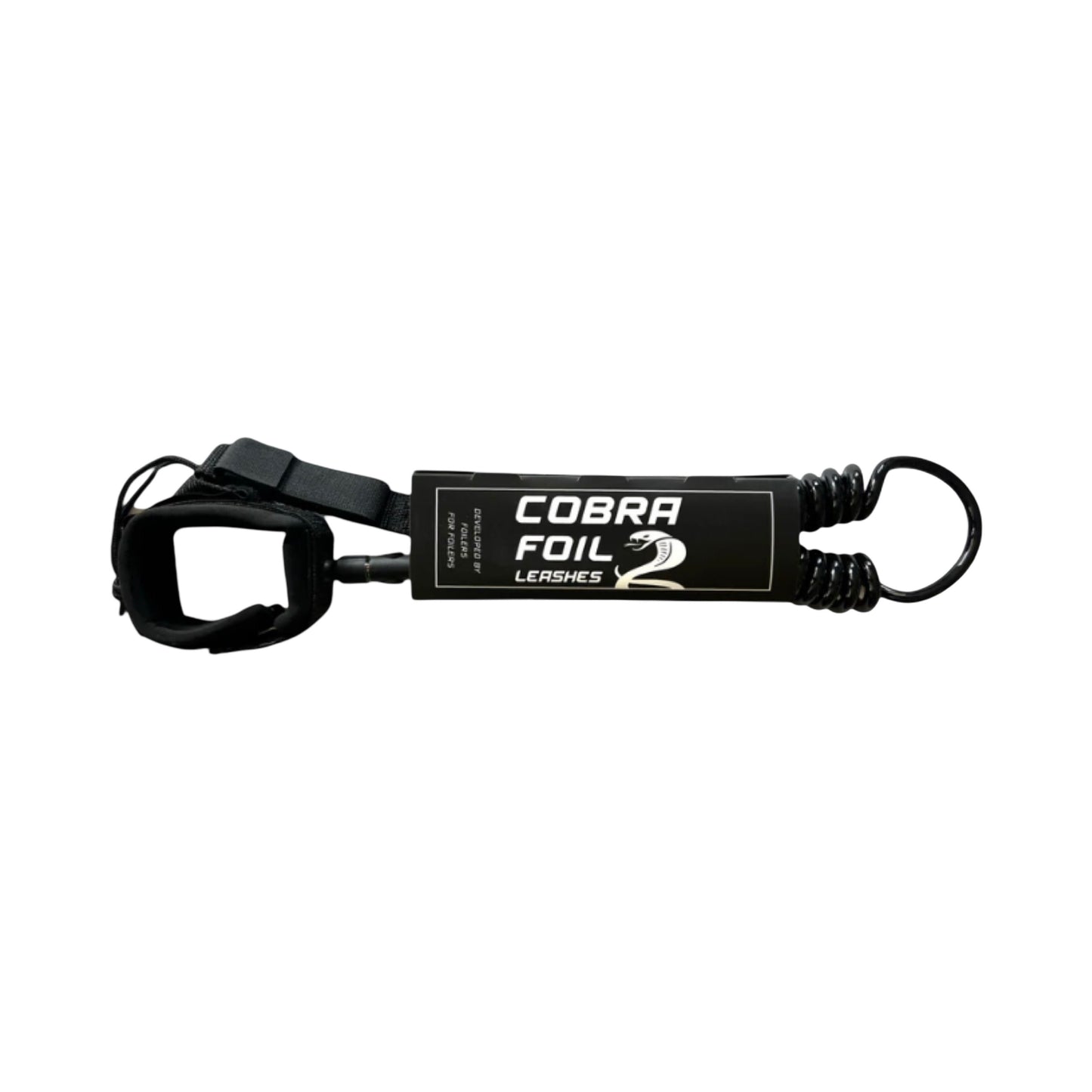 COBRA FOIL LEASH “NEW’ Double Coil 8FT 8MM for Board BLACK/ DOWNWIND/SUP.