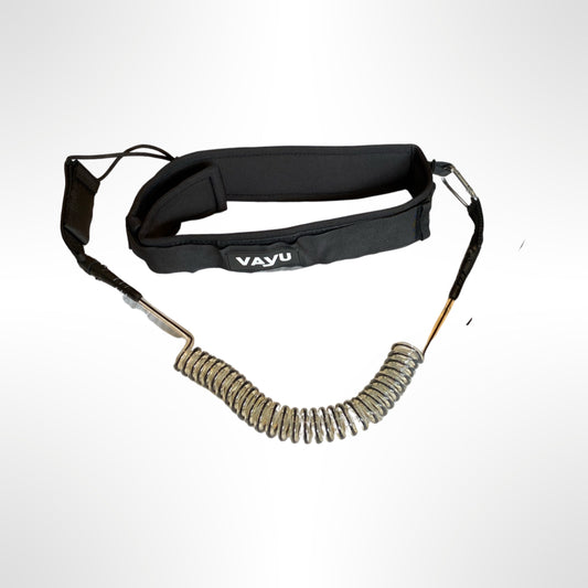VAYU Padded Black belt 6’ 8mm continuous coil Waist Leash