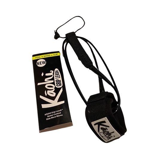 Kaohi Leash - Straight 4ft 5.5mm Foil and Surf BLACK